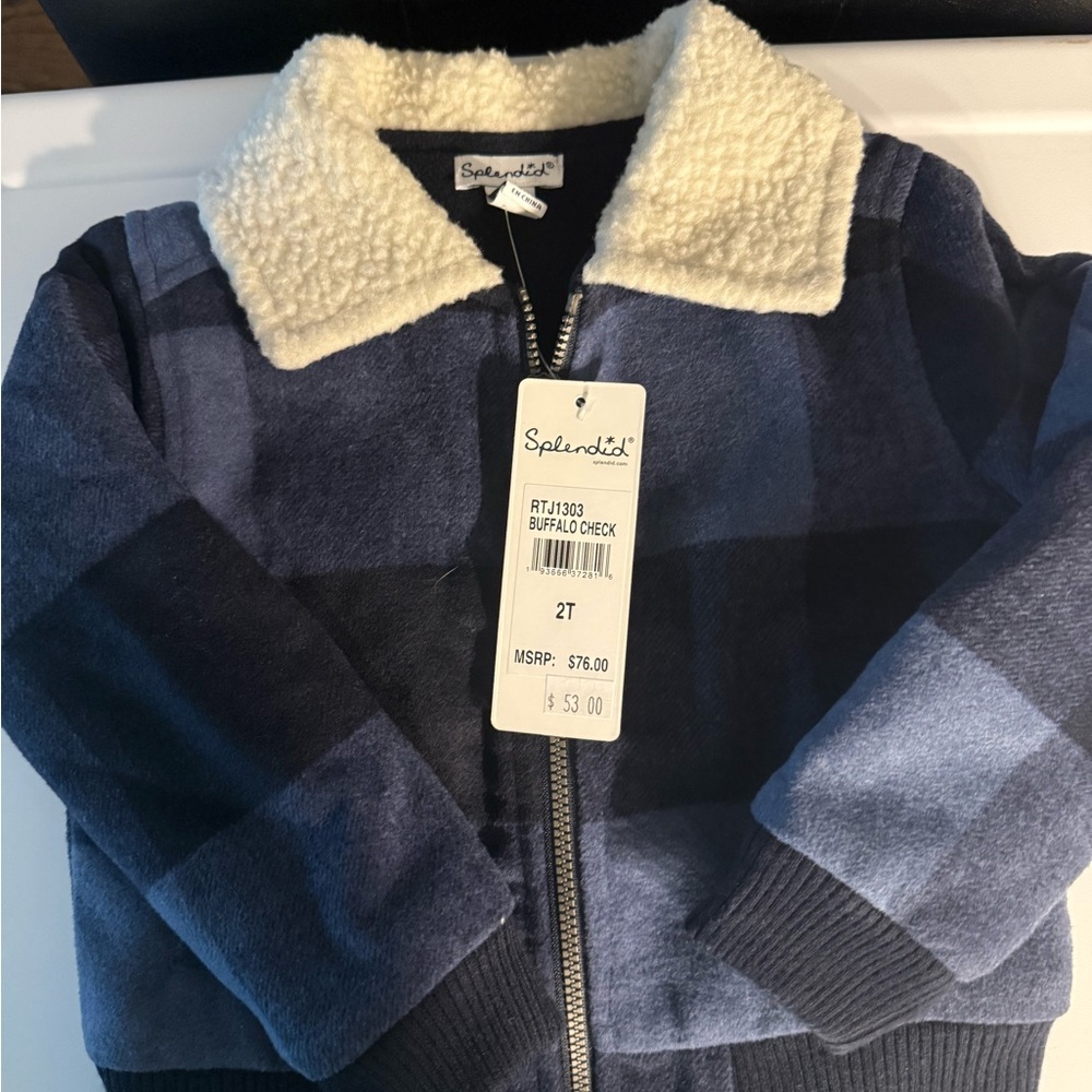 Splendid Navy and White Buffalo Check Jacket 2t NWT